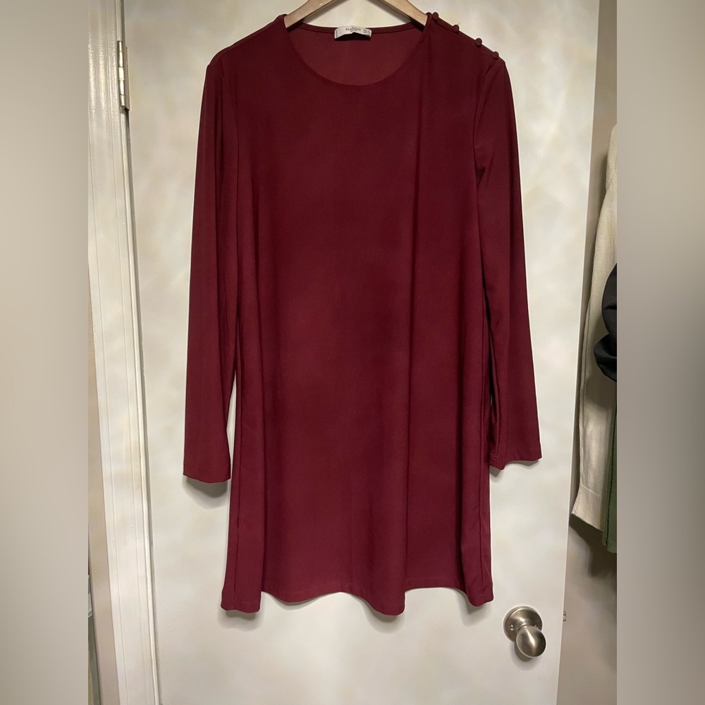 Midi burgundy winter long sleeve dress